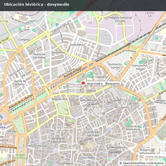 Mapa estático de la ubicación histórica de dosymedio en Córdoba